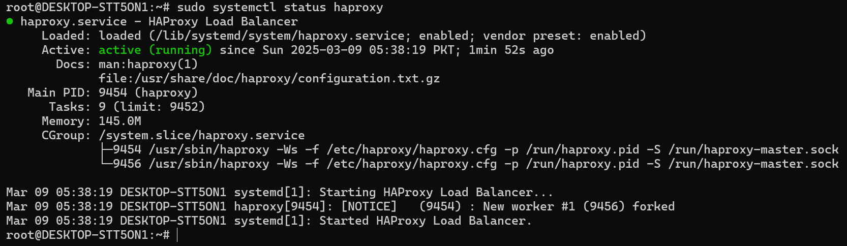 sudo systemctl status haproxy