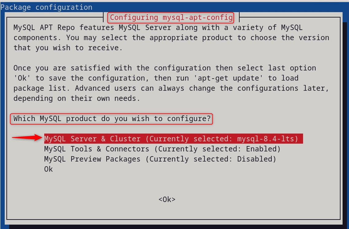 MySQL package configuration