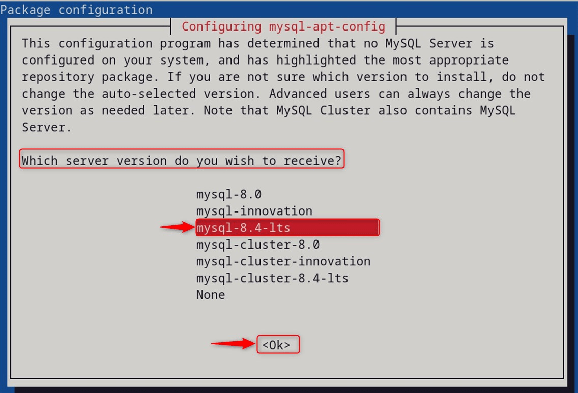 MySQL package configuration