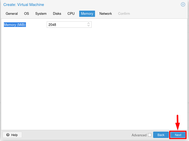 Allocate memory to virtual machine