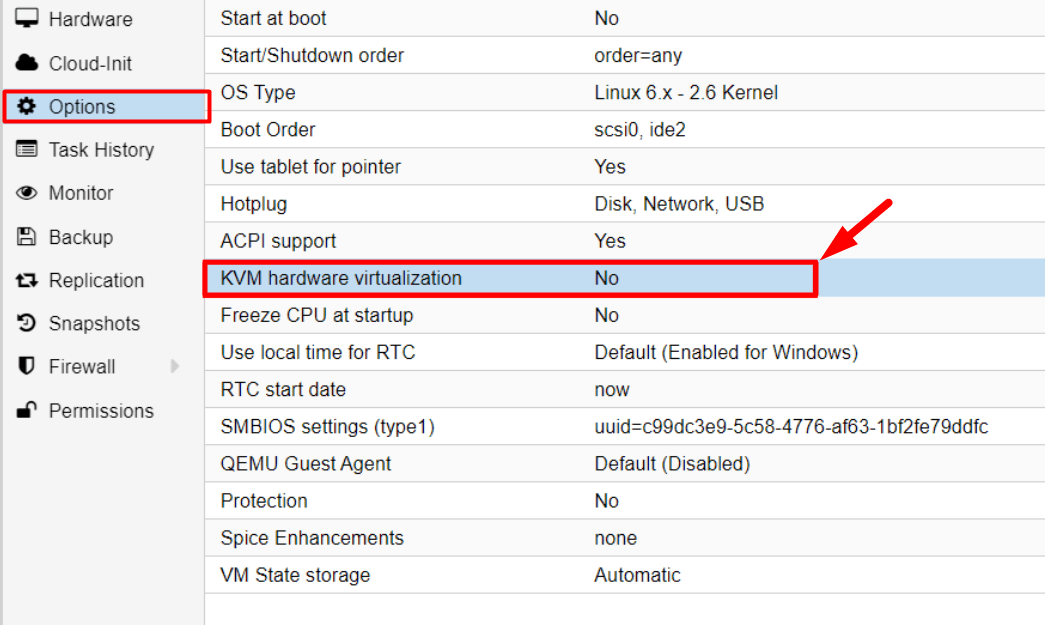 Fixing task error: KVM virtualization