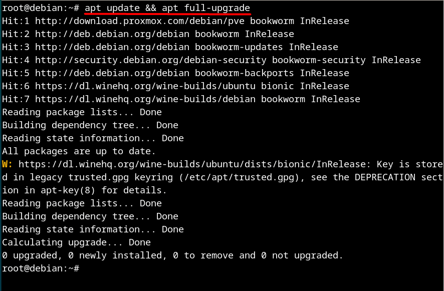 apt update && apt full-upgrade