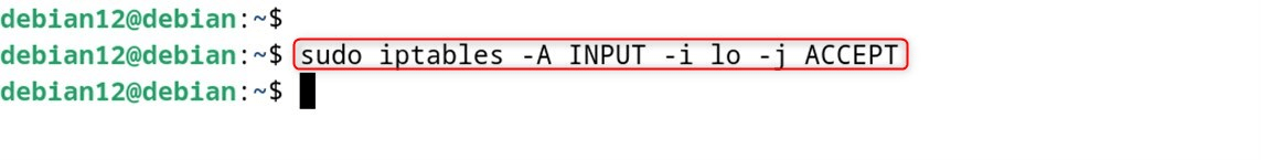 sudo iptables -A INPUT -i lo -j ACCEPT