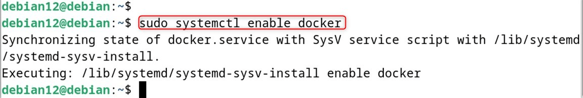sudo systemctl enable docker