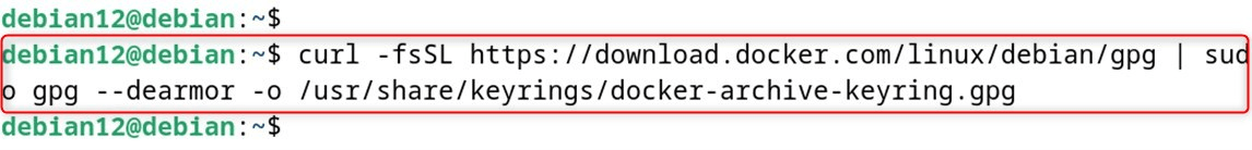 curl -fsSL https://download.docker.com/linux/debian/gpg | sudo gpg --dearmor -o /usr/share/keyrings/docker-archive-keyring.gpg