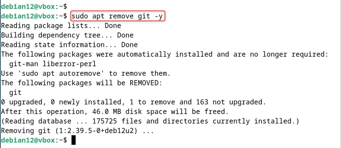 sudo apt remove git -y