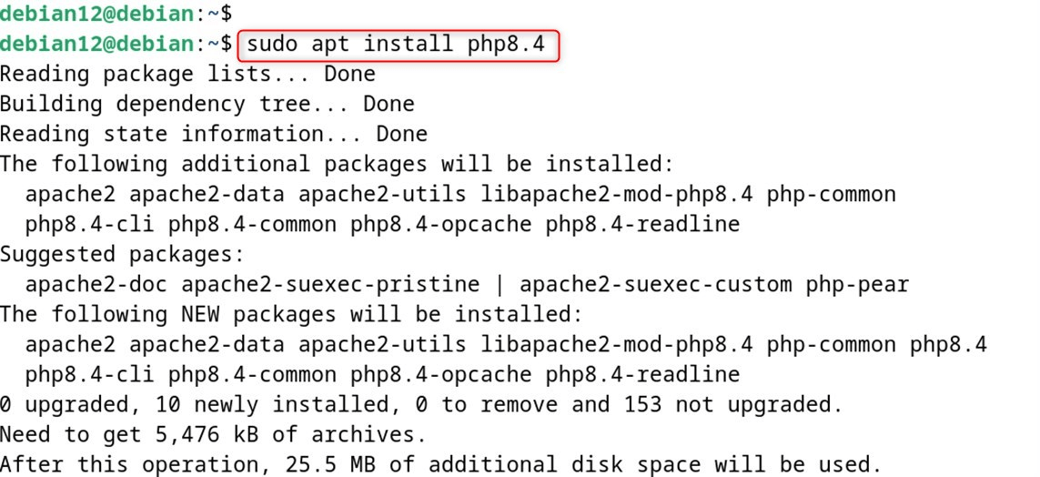 sudo apt install php8.4