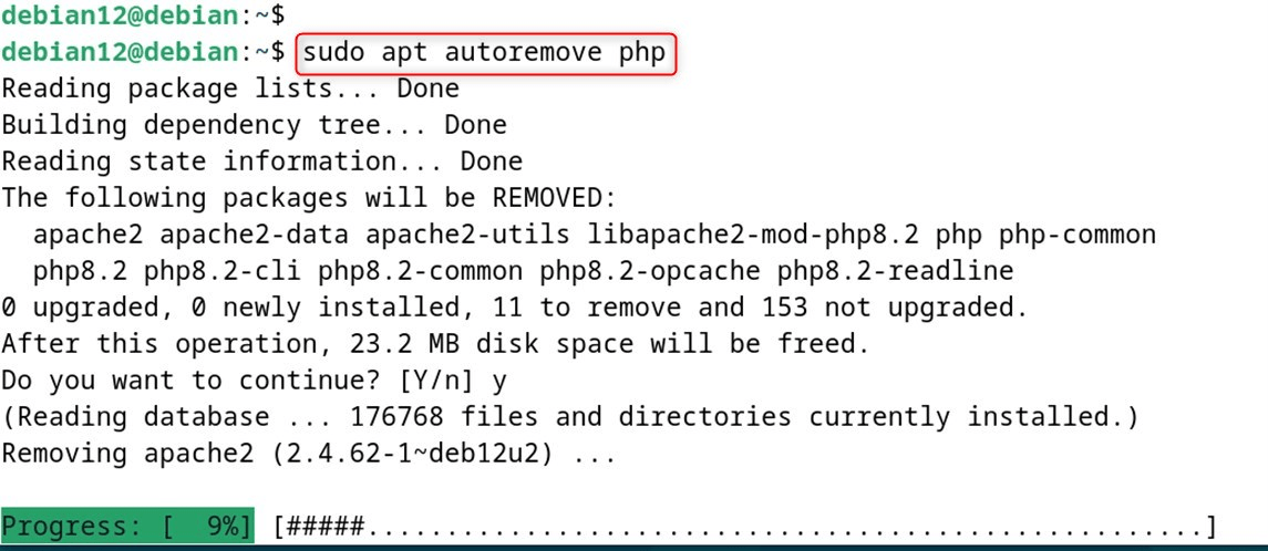 sudo apt autoremove php