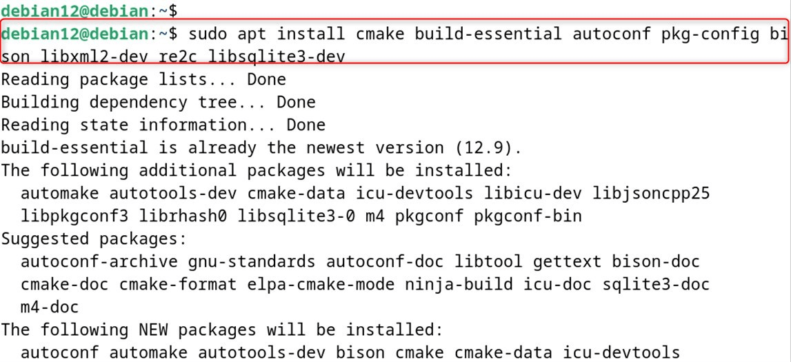 sudo apt install cmake build-essential autoconf pkg-config bison libxml2-dev re2c libsqlite3-dev