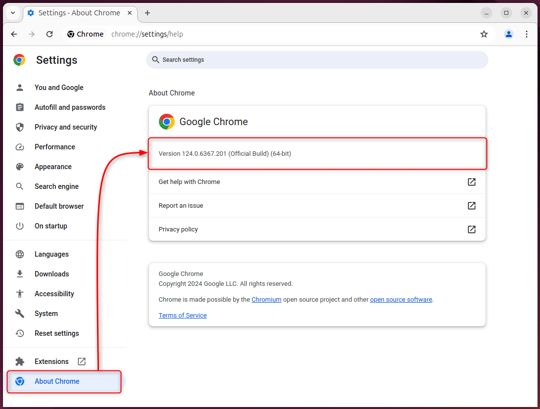 Updating Google Chrome