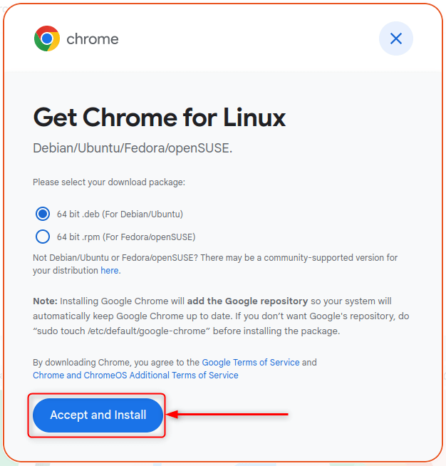 Downloading Chrome .deb File