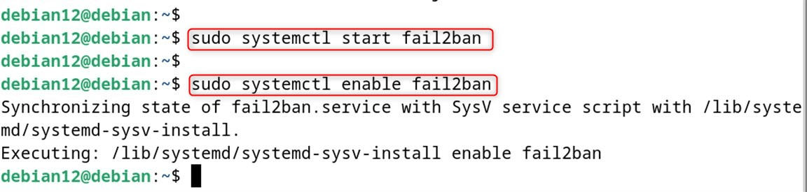 Starting and enabling Fail2Ban service
