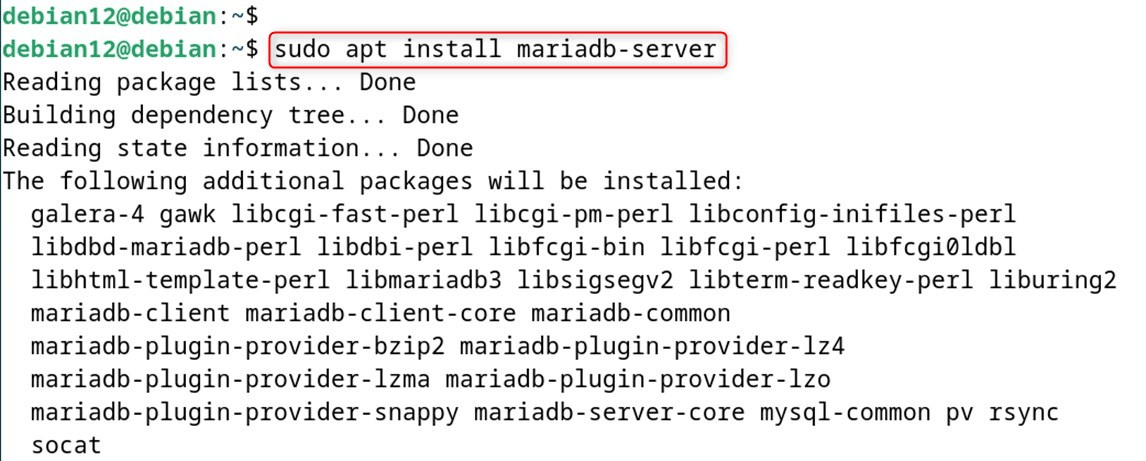 sudo apt install mariadb-server