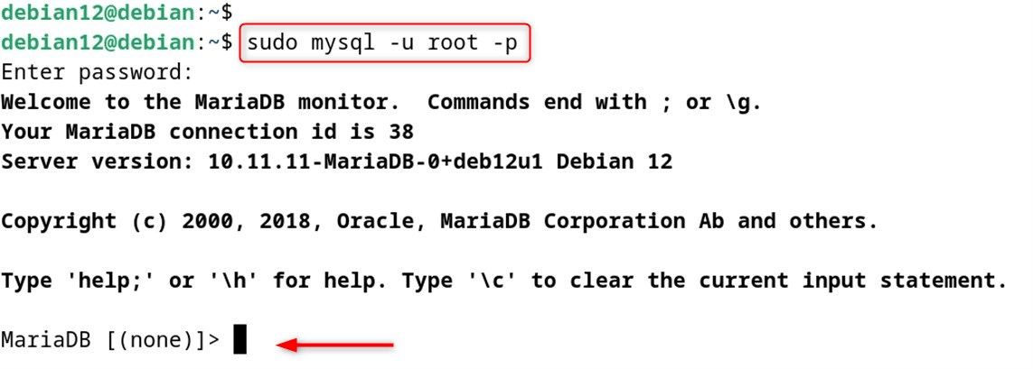 sudo mysql -u root -p