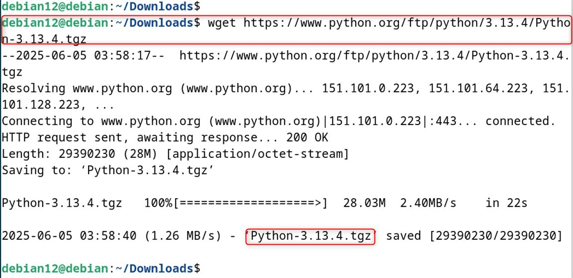 wget https://www.python.org/ftp/python/3.13.4/Python-3.13.4.tgz