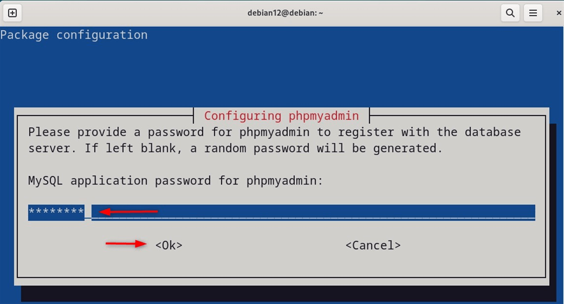 Configure password for phpmyadmin