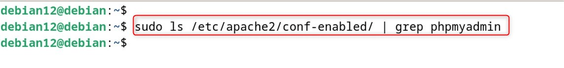 sudo ls /etc/apache2/conf-enabled/ | grep phpmyadmin