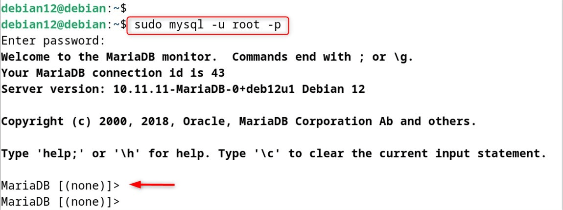 sudo mysql -u root -p