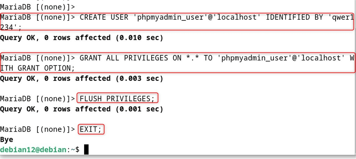 GRANT ALL PRIVILEGES ON *.* TO 'phpmyadmin_user'@'localhost' WITH GRANT OPTION;