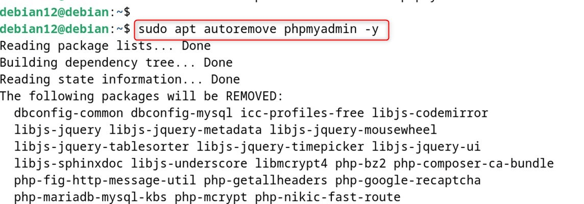 sudo apt autoremove phpmyadmin -y