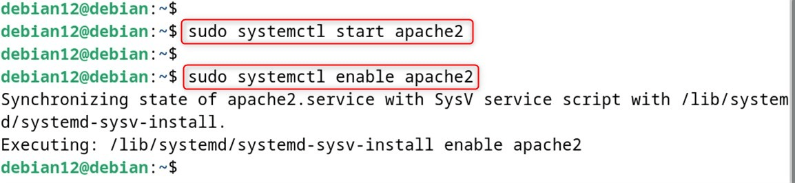 Start and enable Apache