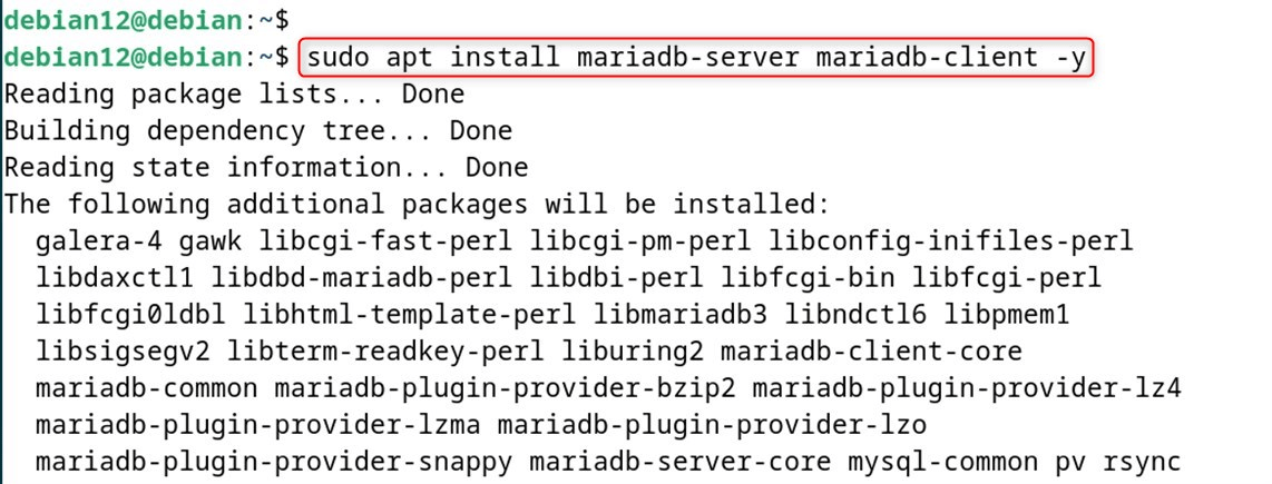 sudo apt install mariadb-server mariadb-client -y