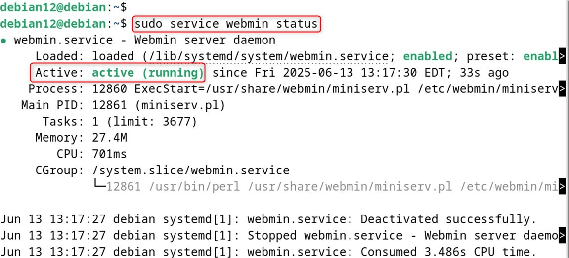 sudo service webmin status