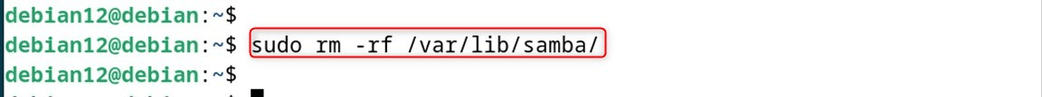 sudo rm -rf /var/lib/samba/
