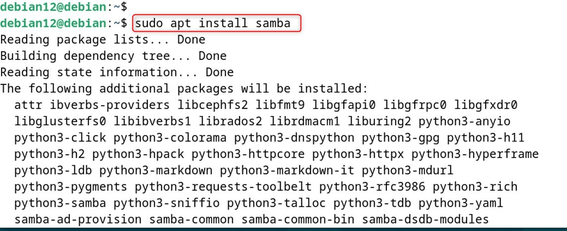 sudo apt install samba