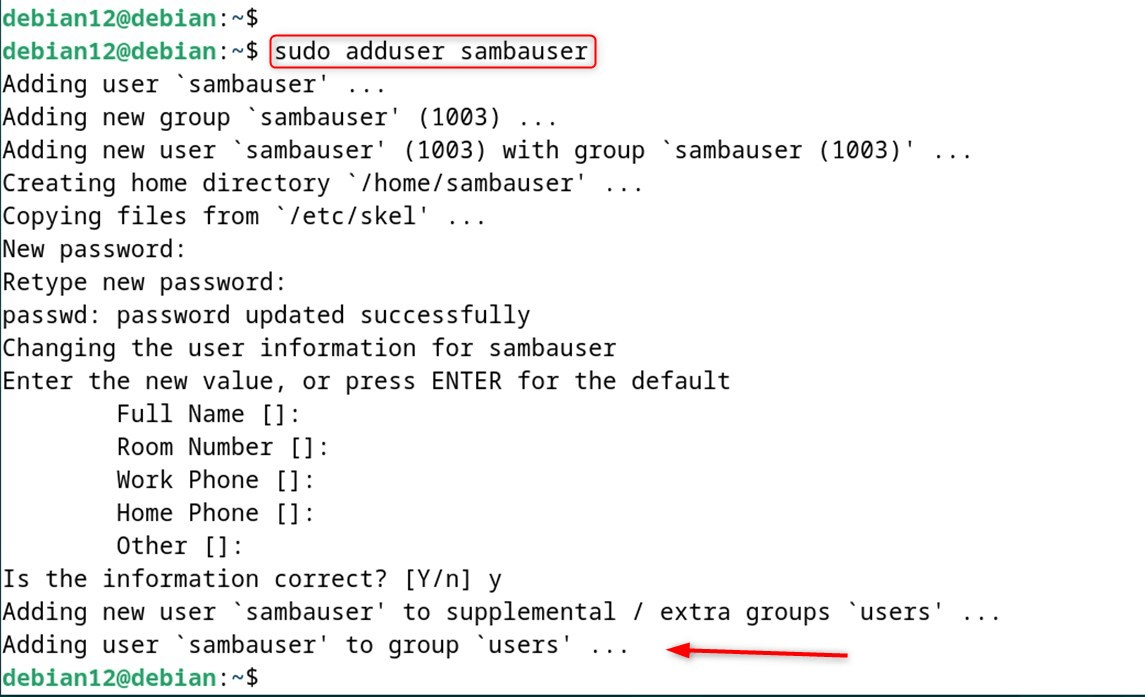 sudo adduser sambauser