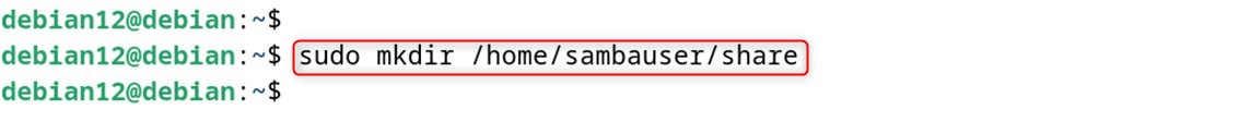 sudo mkdir /home/sambauser/share