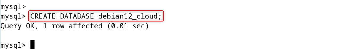 CREATE DATABASE debian12_cloud;