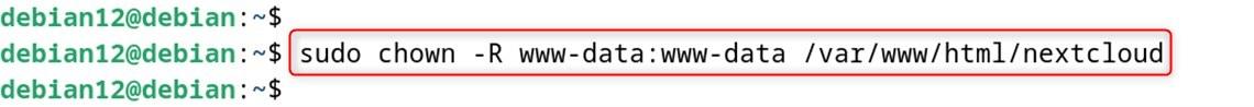 sudo chown -R www-data:www-data /var/www/html/nextcloud
