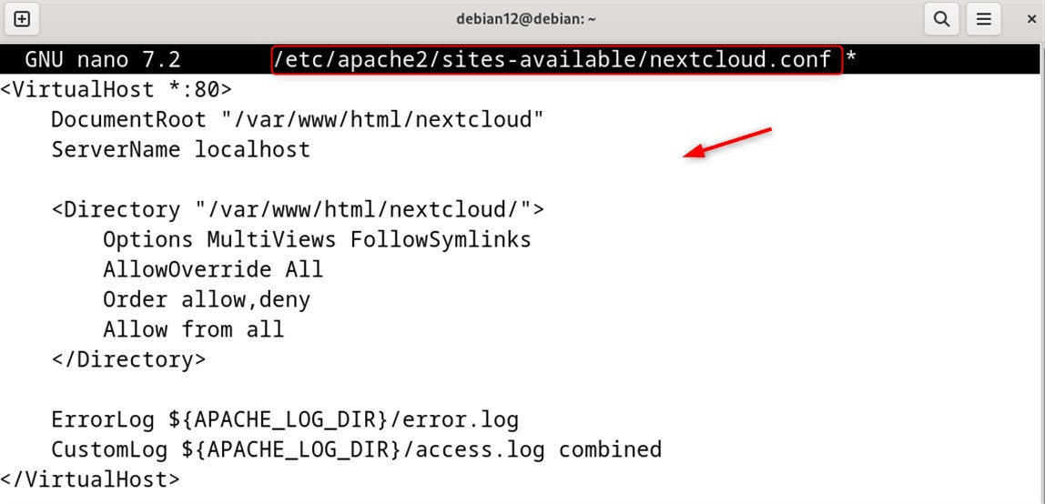 Edit Nextcloud configuration file