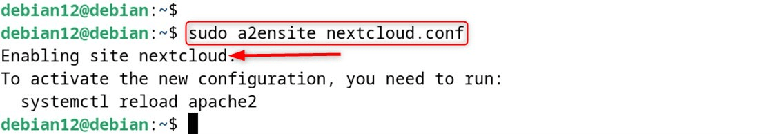 sudo a2ensite nextcloud.conf