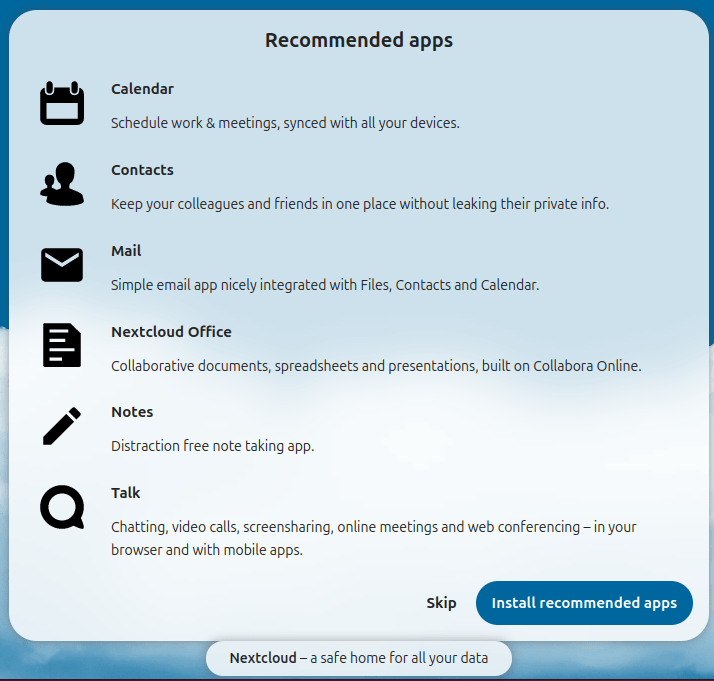 Nextcloud recommended apps