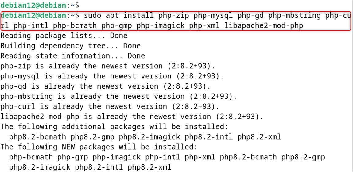 sudo apt install php-zip php-mysql php-gd php-mbstring php-curl php-intl php-bcmath php-gmp php-imagick php-xml libapache2-mod-php