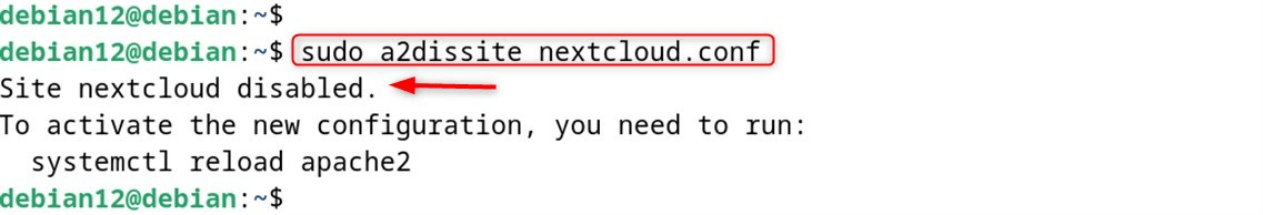 sudo a2dissite nextcloud.conf