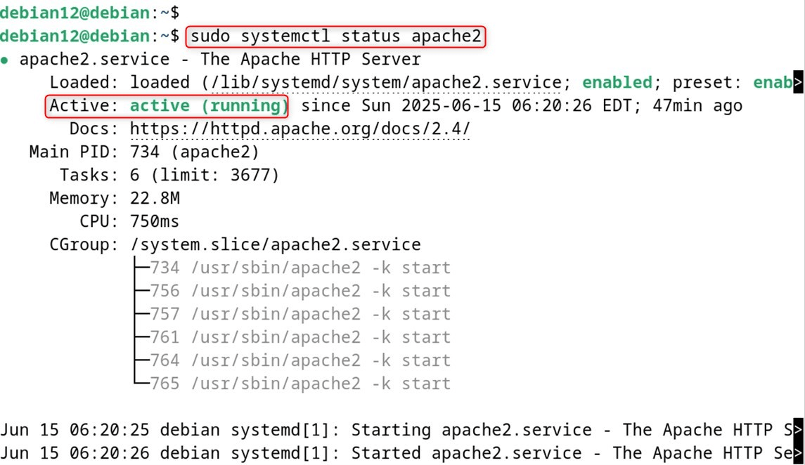 sudo systemctl status apache2