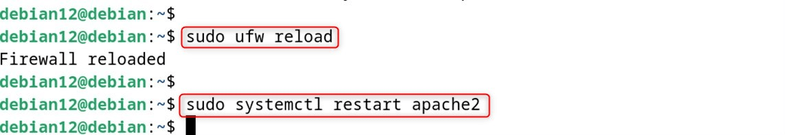 Restart ufw and apache2
