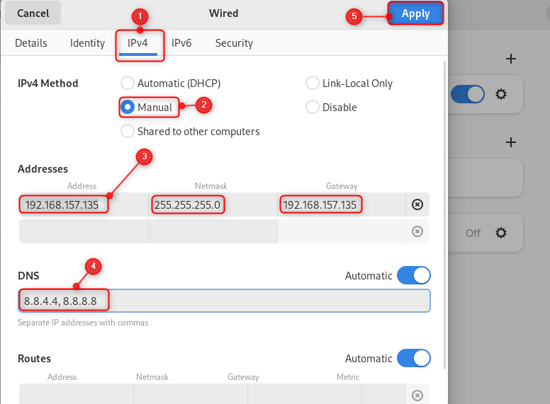 Editing network information from network manager