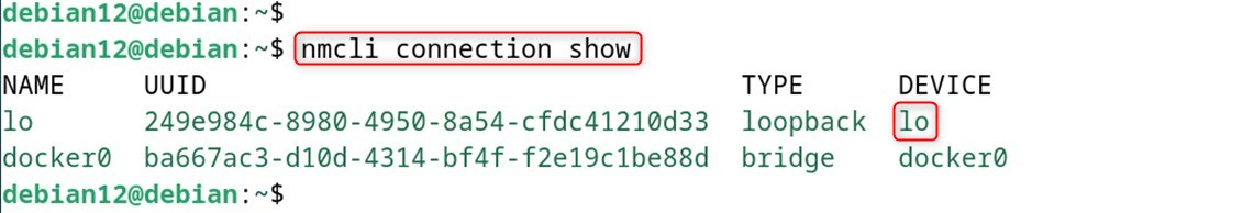 nmcli connection show