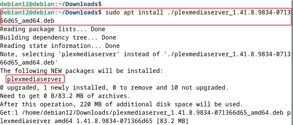 sudo apt install ./plexmediaserver_1.41.8.9834-071366d65_amd64.deb