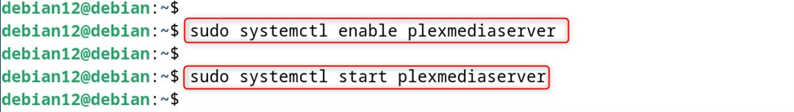 Enable and start Plex Media Server