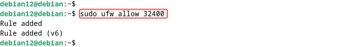 sudo ufw allow 32400