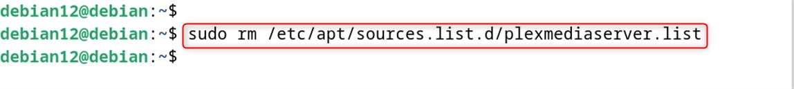 sudo rm /etc/apt/sources.list.d/plexmediaserver.list