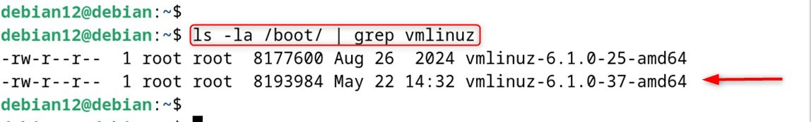 ls -la /boot/ | grep vmlinuz
