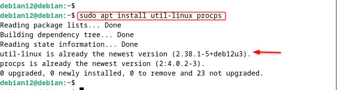 sudo apt install util-linux procps