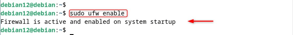 sudo ufw enable