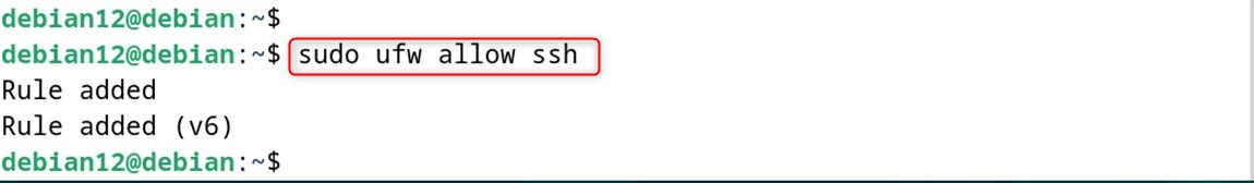 sudo ufw allow ssh